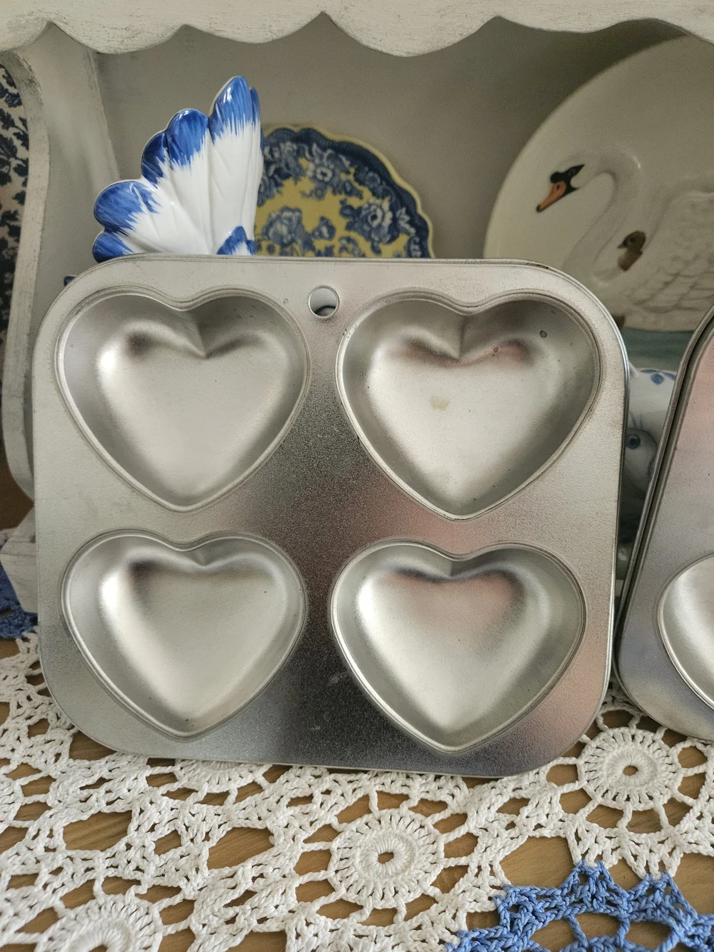 Silver Heart-Shaped Muffin Pan Set - Pack of 2